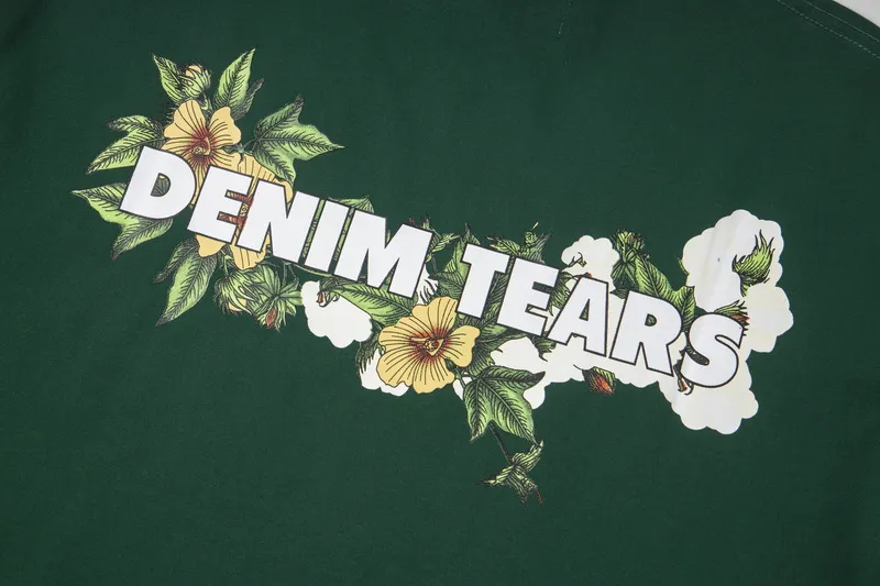 D310 #DENIM TEARS Kapok classic pure cotton loose unisex white short-sleeved T-shirt 38 p100 black, white, green, pink, blue